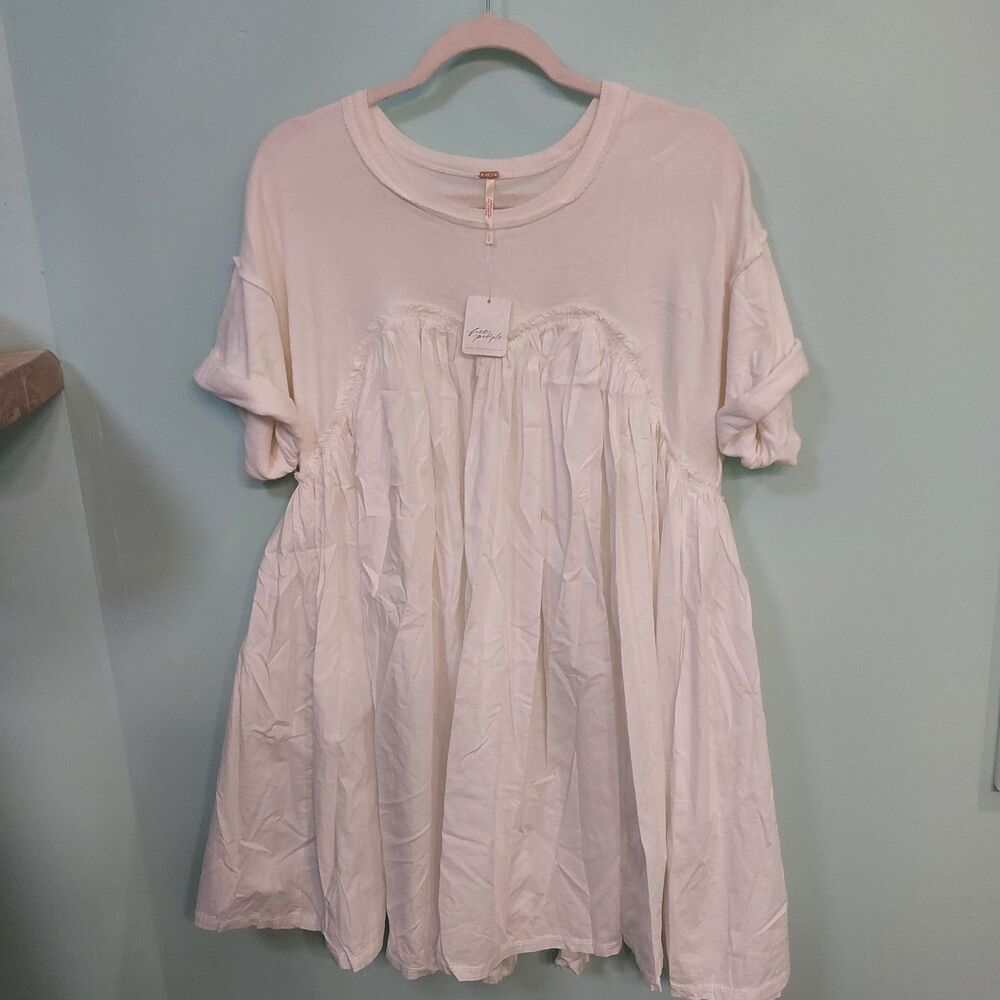 Free People MWT $128 Sz SMALL Catalina Mini Dress Babydoll Sweetheart Pleating - Picture 5 of 14